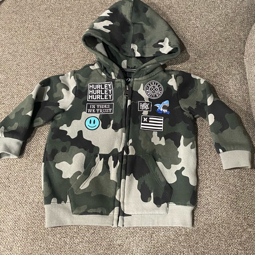 Hurley Zip Sweatshirt- Green Camouflage